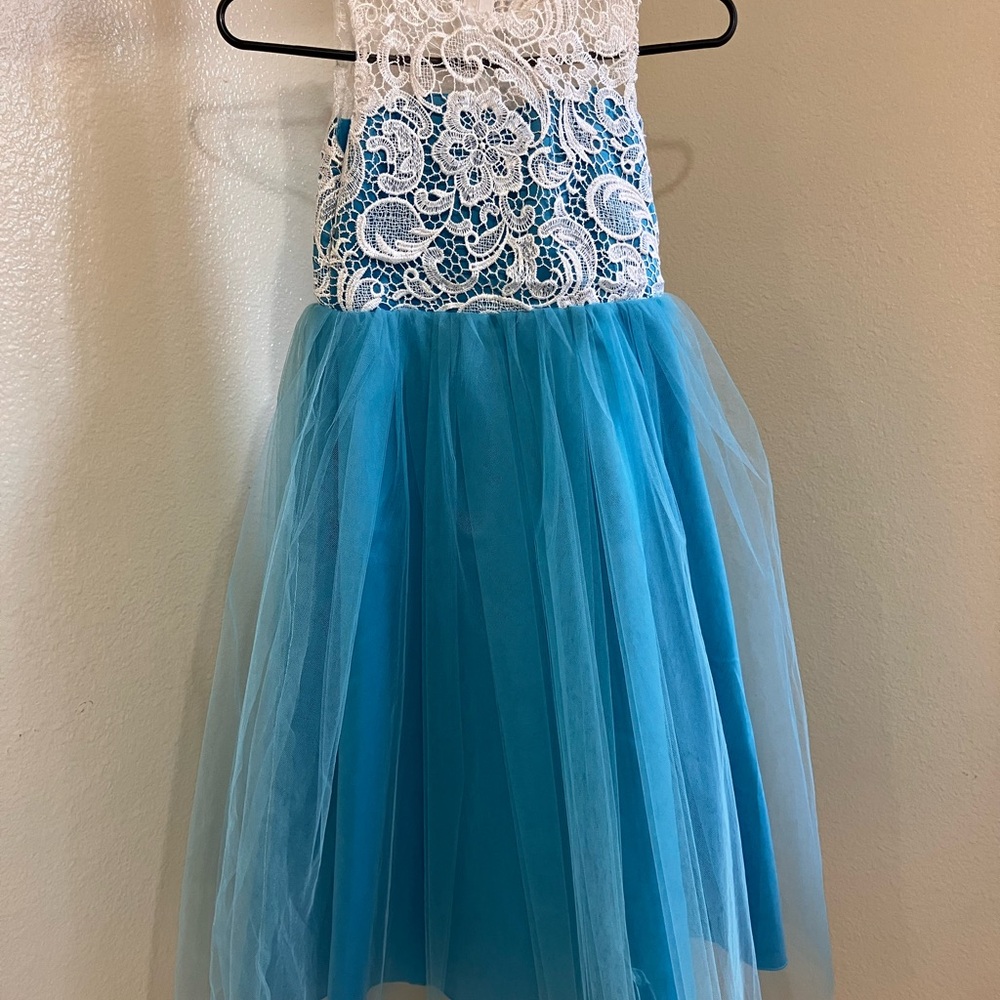 Lace and Tulle Dress Sky Blue and White